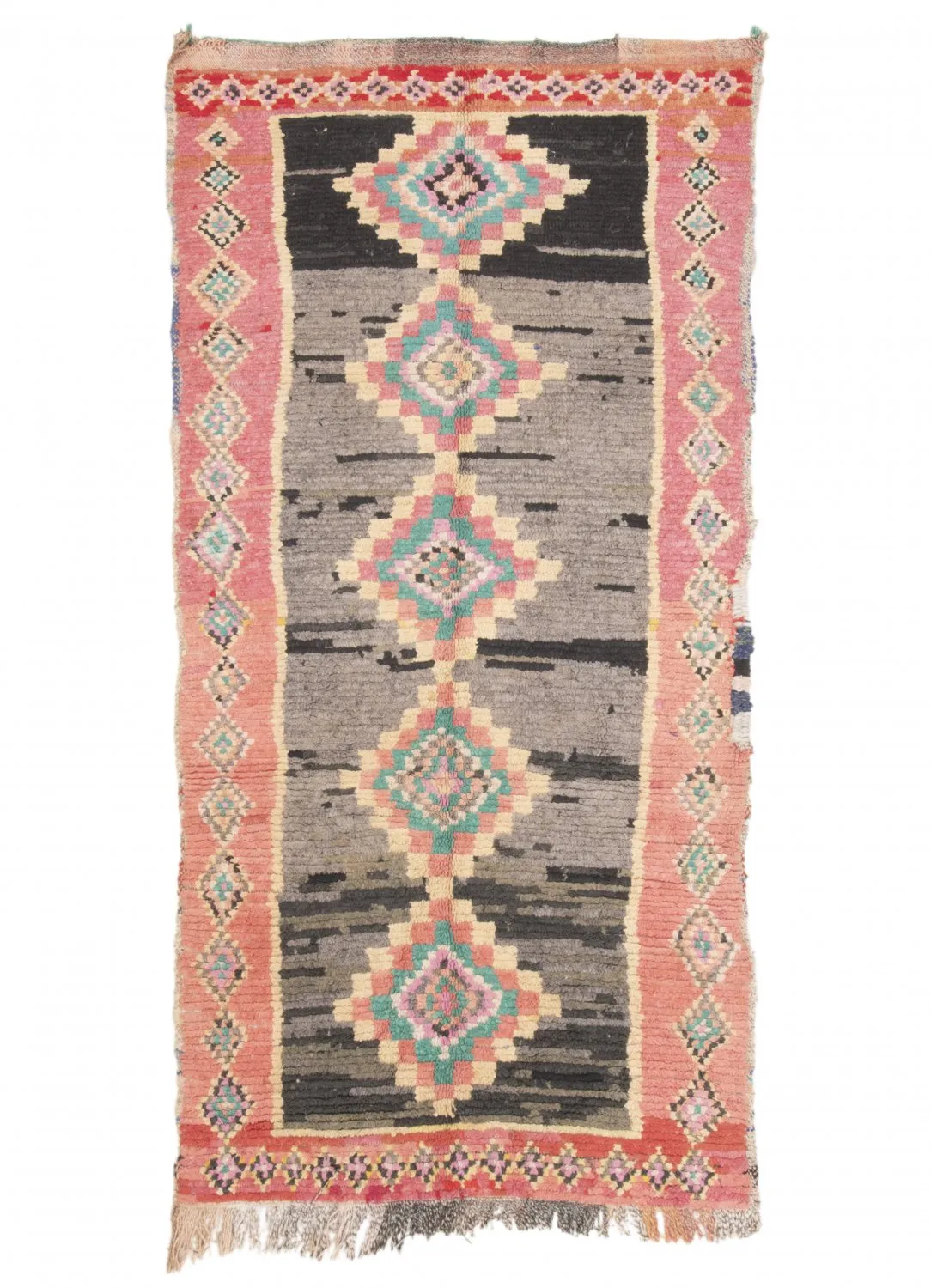 Alfombra Marroquí Bereber Boucherouite 225 x 105 cm