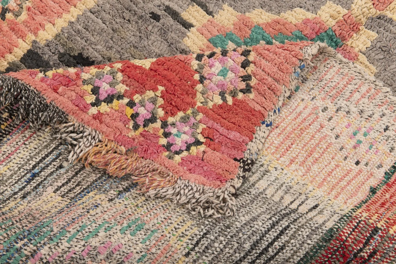 Alfombra Marroquí Bereber Boucherouite 225 x 105 cm