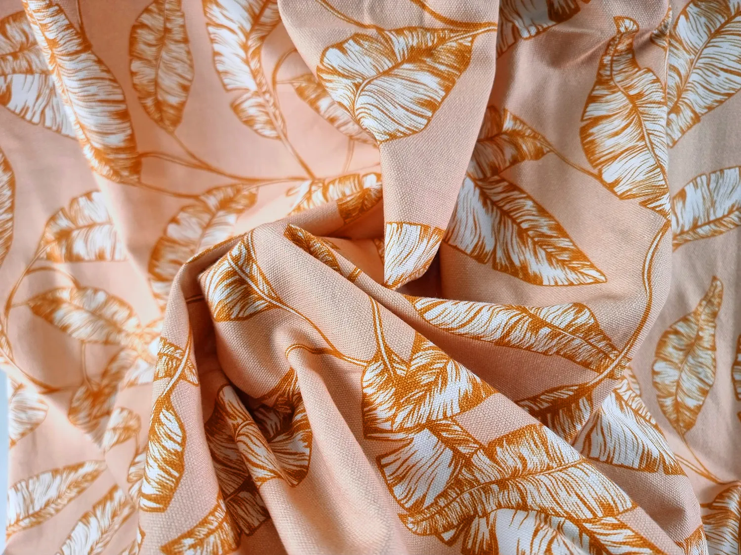 Cortinas - Cortina de algodón - Leaves (naranja)
