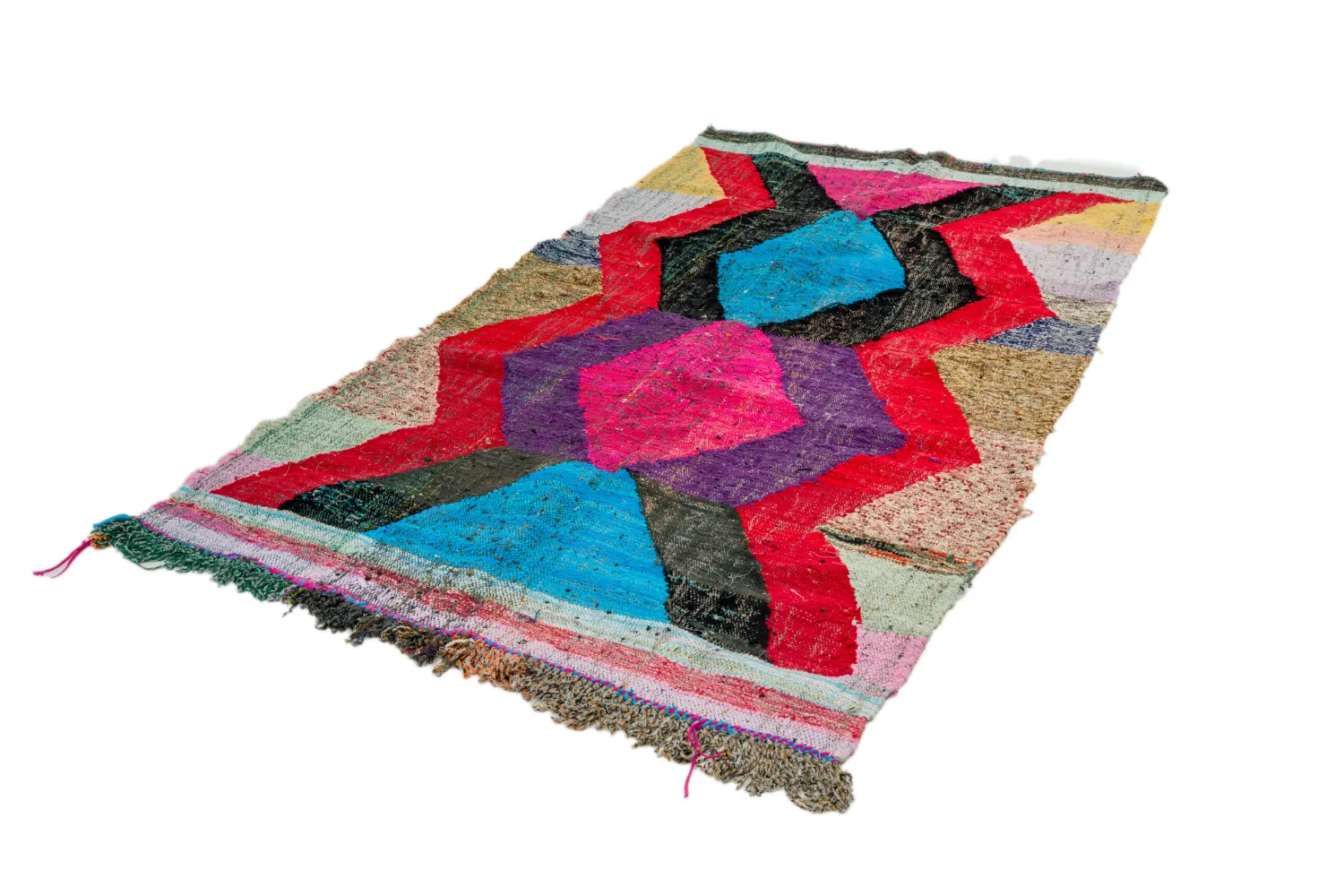 Alfombra Marroquí Bereber Boucherouite 125 x 235 cm