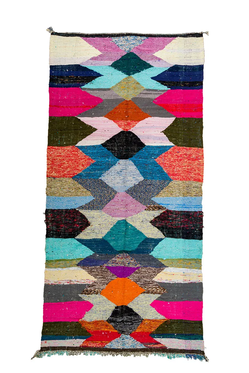 Alfombra Marroquí Bereber Boucherouite 145 x 295 cm