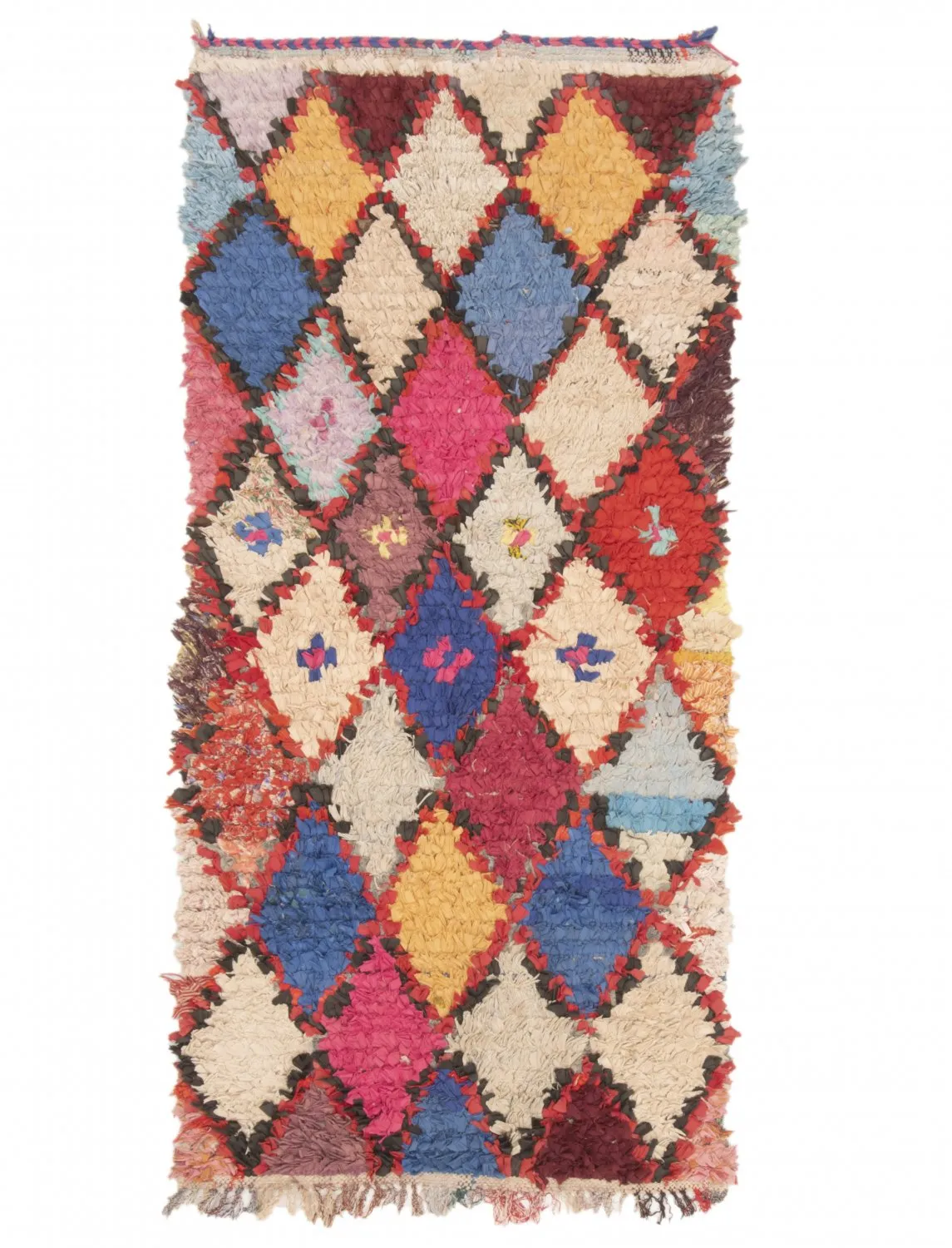 Alfombra Marroquí Bereber Boucherouite 210 x 95 cm
