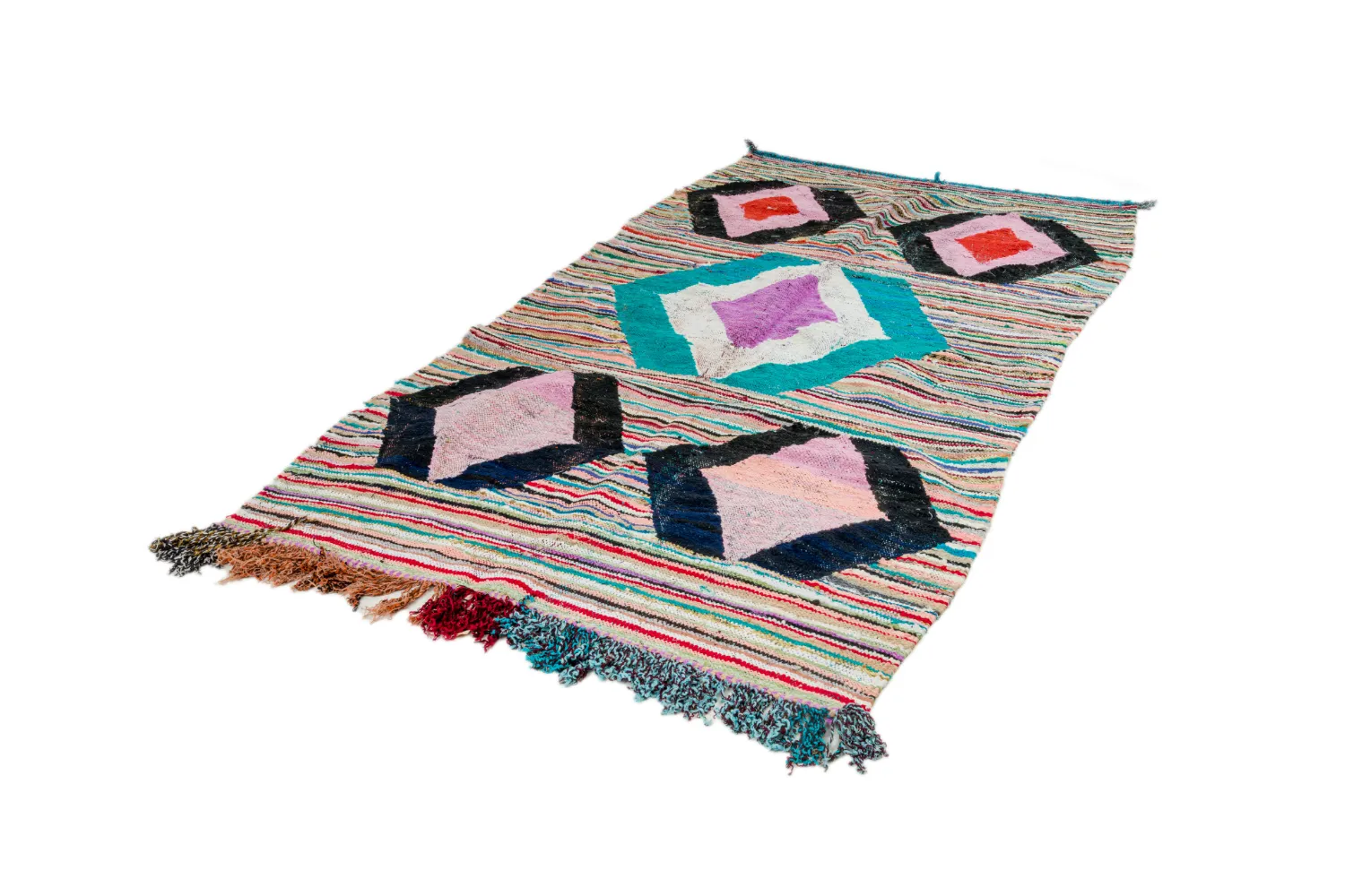 Alfombra Marroquí Bereber Boucherouite 140 x 255 cm