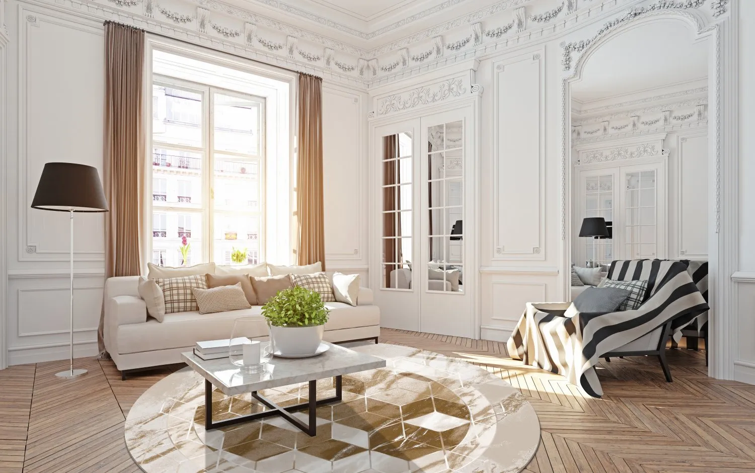 Alfombras redondeadas - Castello (beige/blanco)