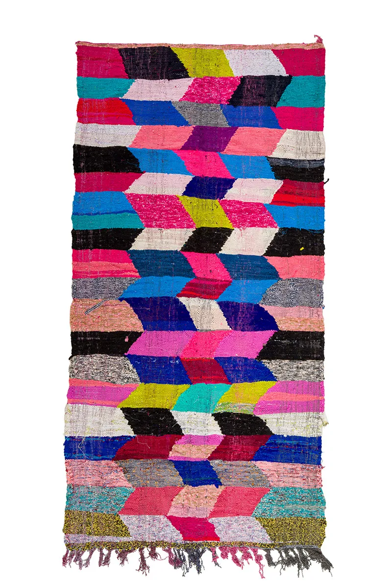 Alfombra Marroquí Bereber Boucherouite 150 x 305 cm