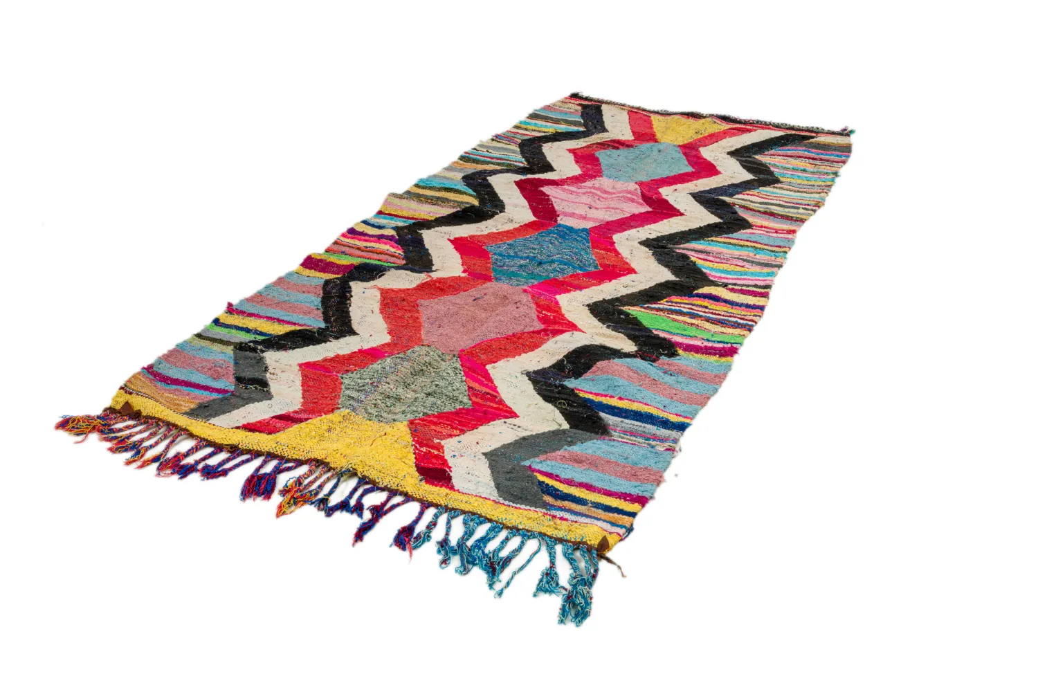 Alfombra Marroquí Bereber Boucherouite 125 x 265 cm