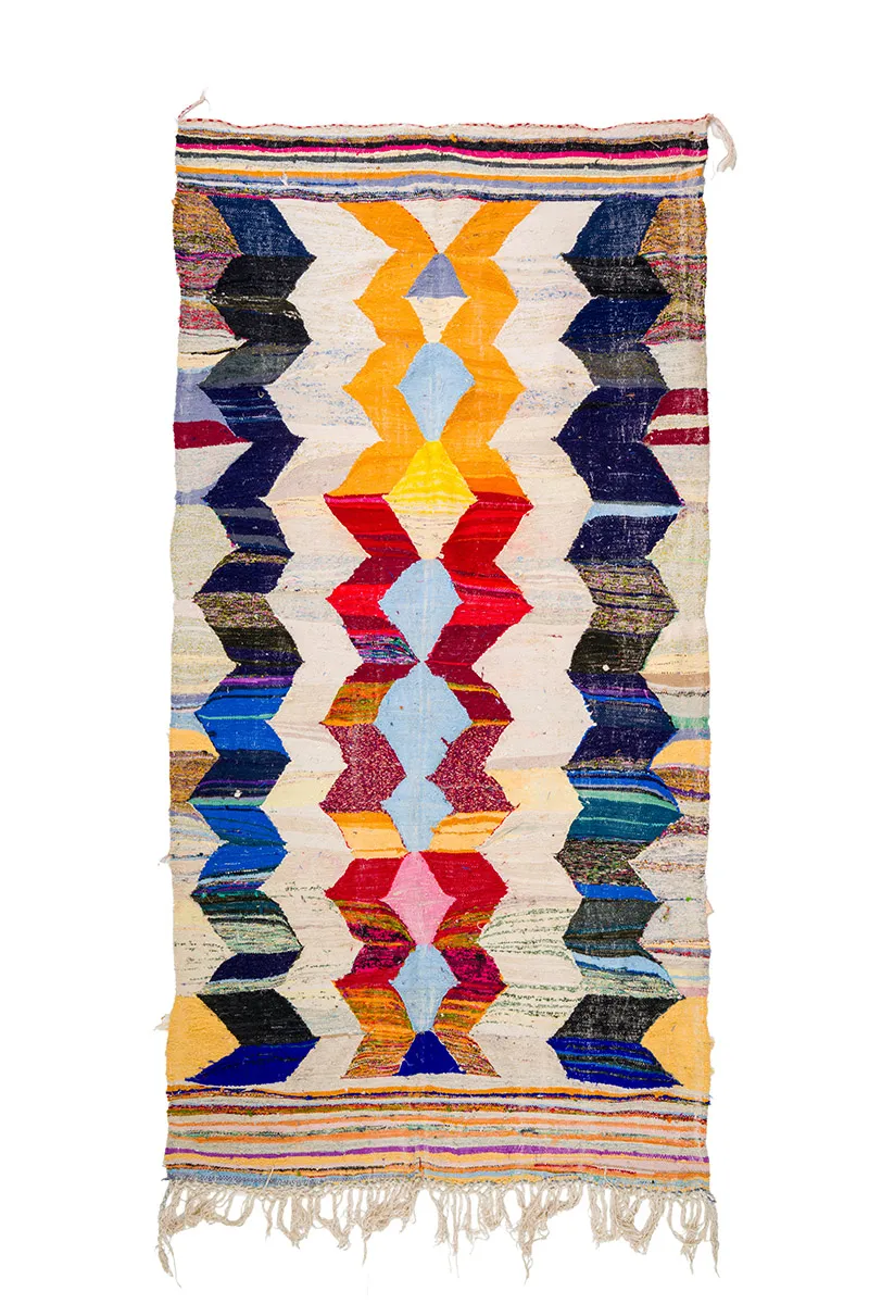 Alfombra Marroquí Bereber Boucherouite 155 x 325 cm
