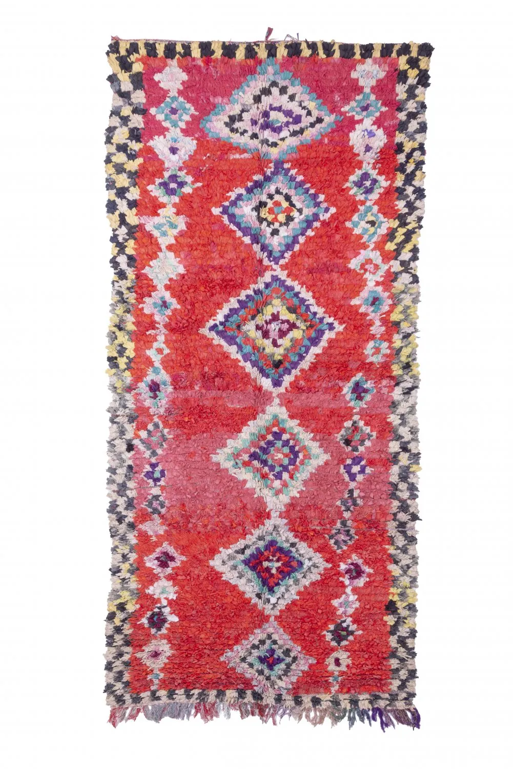 Alfombra Marroquí Bereber Boucherouite 220 x 125 cm