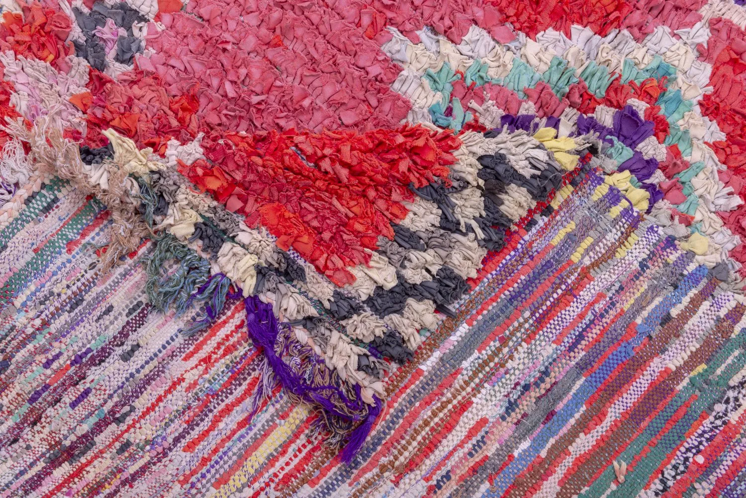 Alfombra Marroquí Bereber Boucherouite 220 x 125 cm