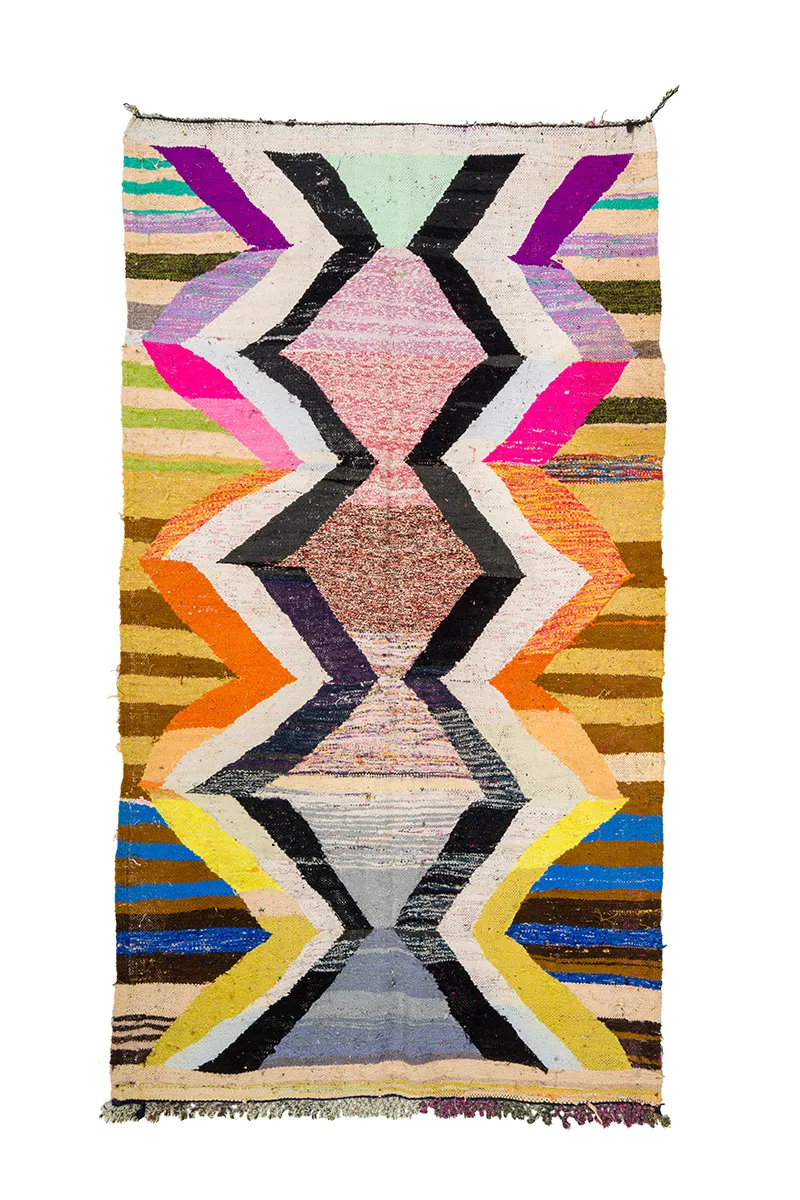 Alfombra Marroquí Bereber Boucherouite 155 x 275 cm