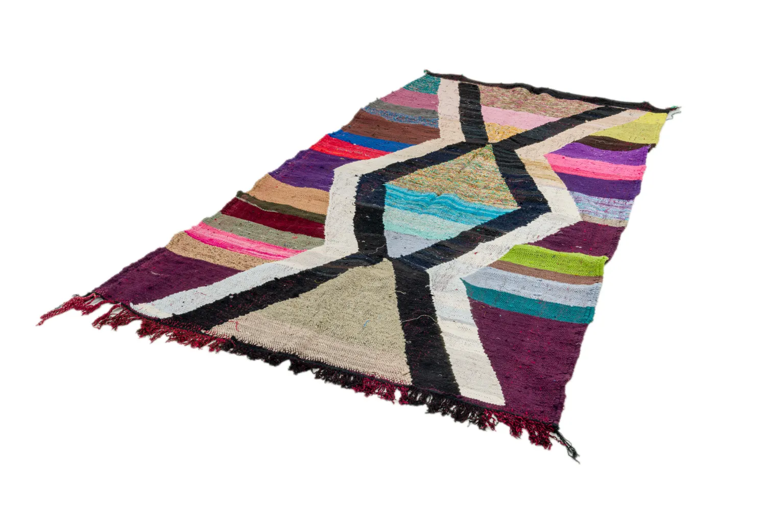 Alfombra Marroquí Bereber Boucherouite 135 x 255 cm