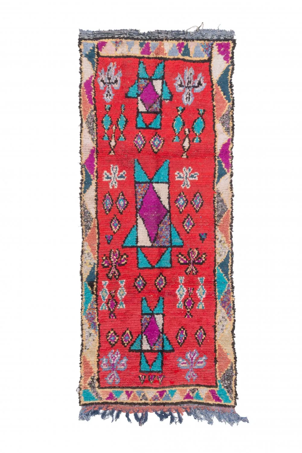 Alfombra Marroquí Bereber Boucherouite 245 x 95 cm