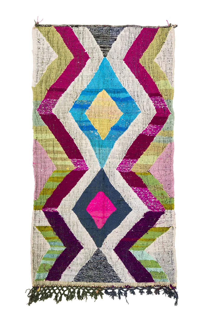 Alfombra Marroquí Bereber Boucherouite 130 x 240 cm
