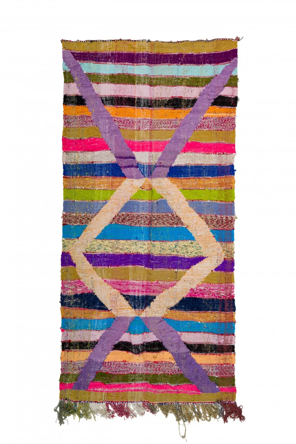 Alfombra Marroquí Bereber Boucherouite 125 x 265 cm
