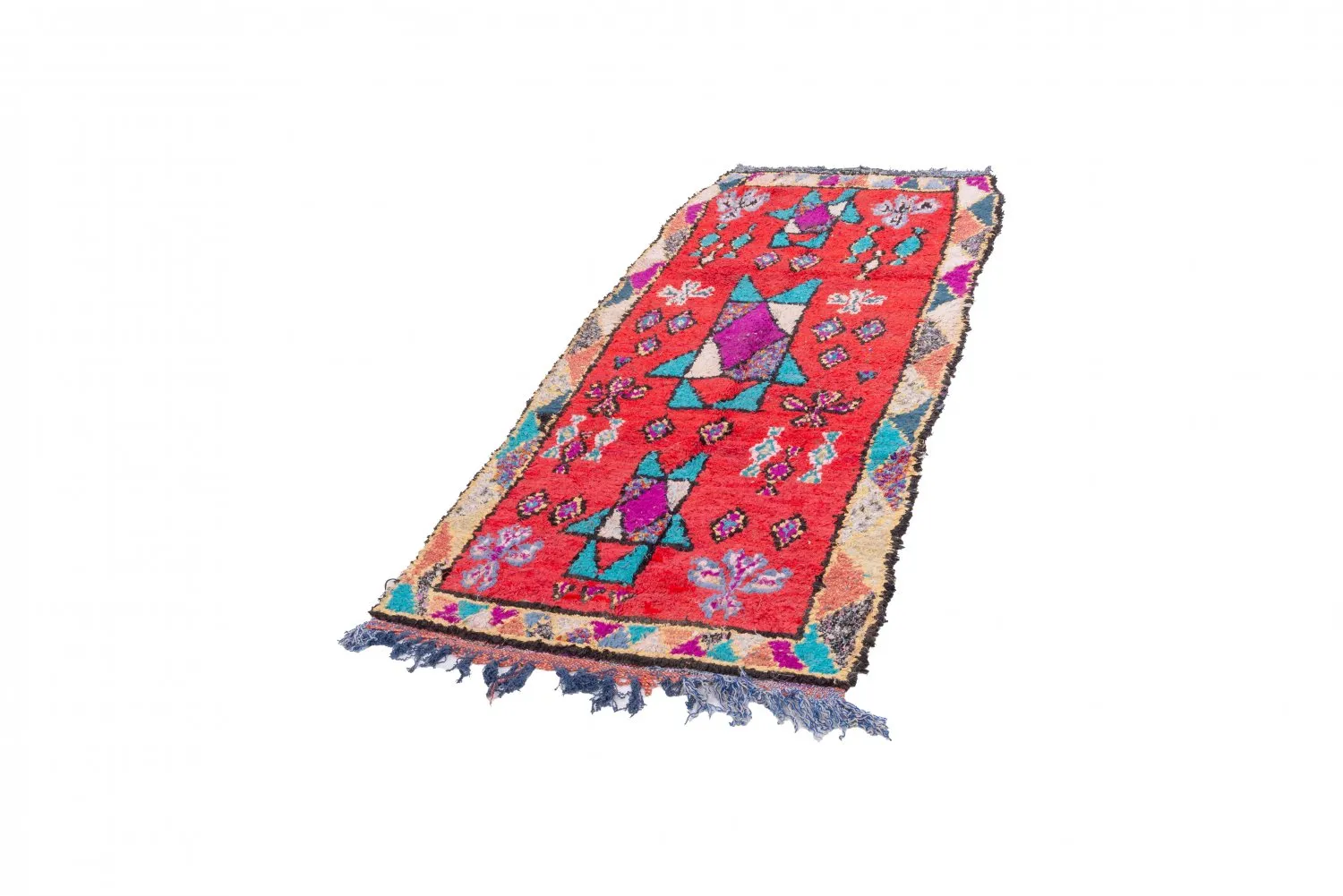 Alfombra Marroquí Bereber Boucherouite 245 x 95 cm