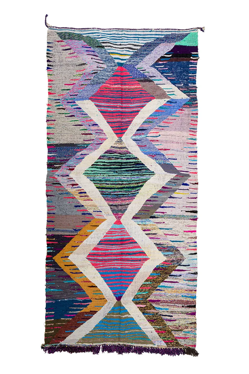 Alfombra Marroquí Bereber Boucherouite 145 x 310 cm