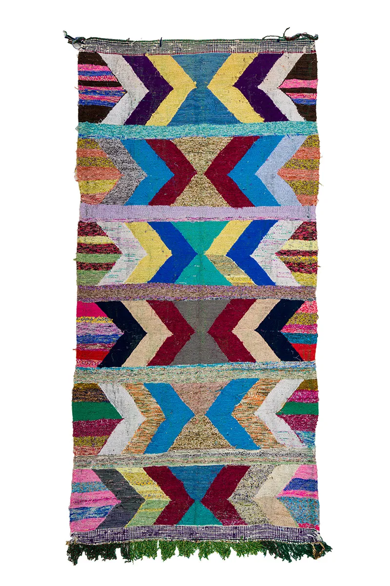 Alfombra Marroquí Bereber Boucherouite 130 x 275 cm