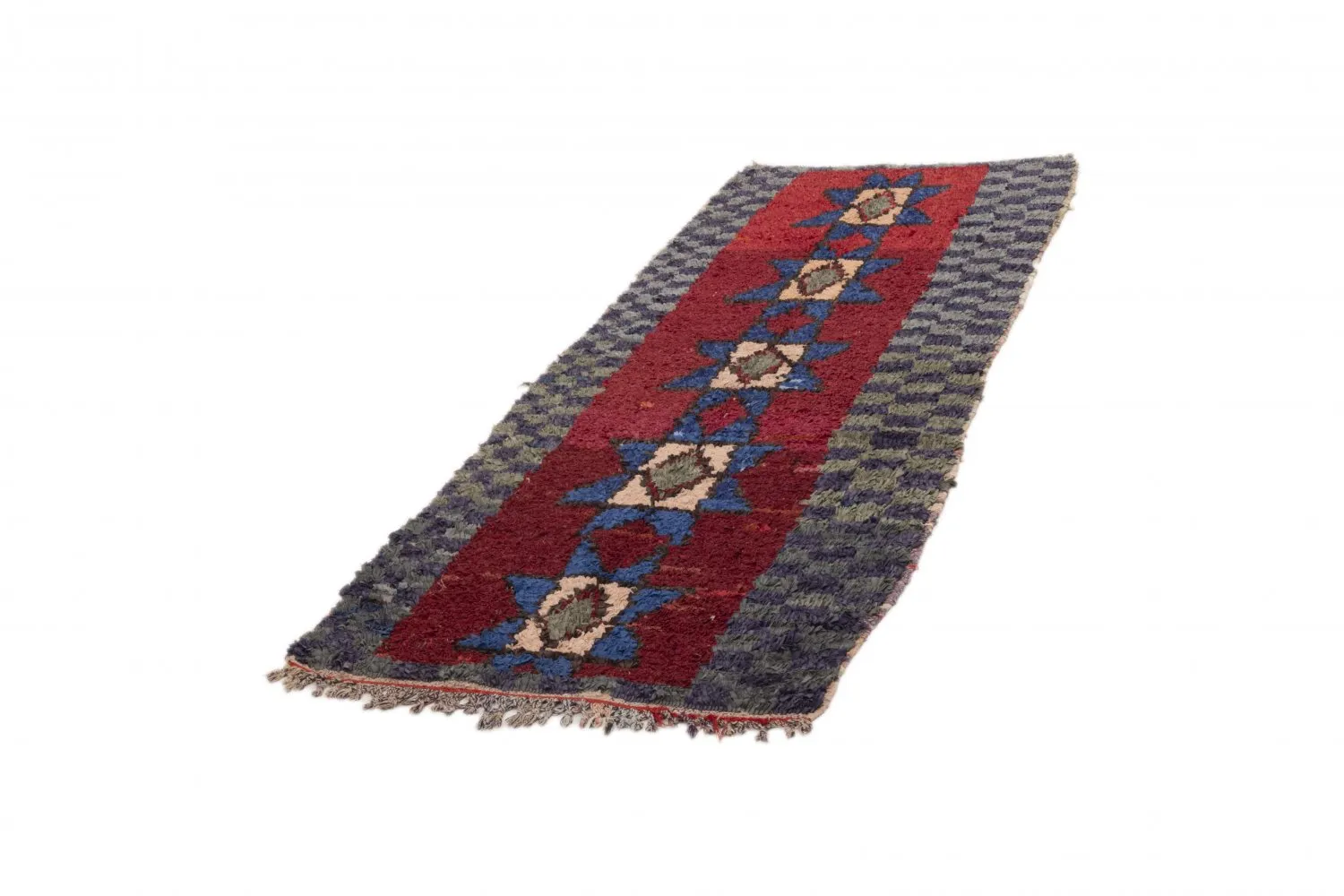 Alfombra Marroquí Bereber Boucherouite 230 x 85 cm