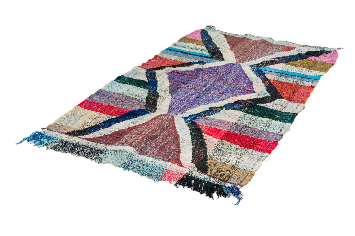 Alfombra Marroquí Bereber Boucherouite 125 x 210 cm
