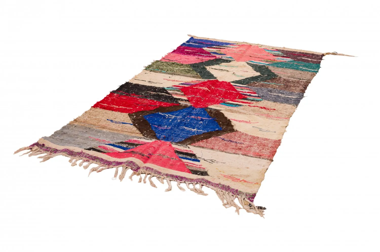 Alfombra Marroquí Bereber Boucherouite 125 x 240 cm