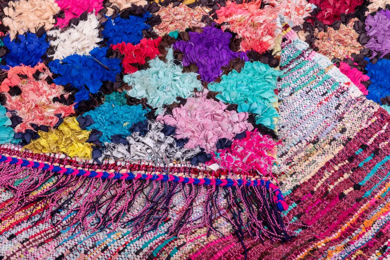 Alfombra Marroquí Bereber Boucherouite 255 x 135 cm