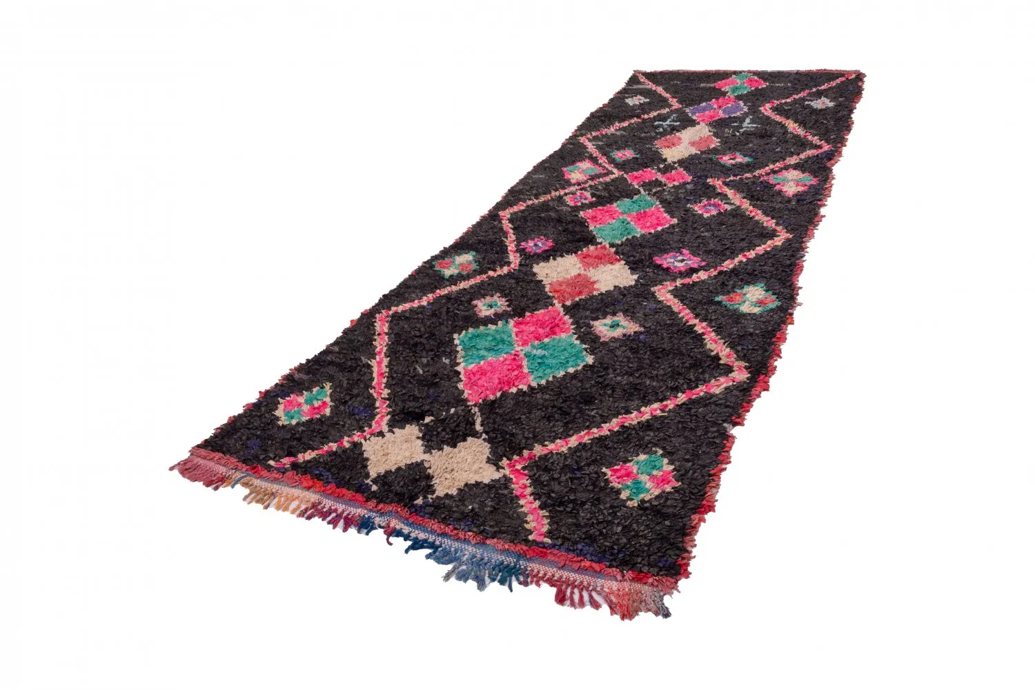 Alfombra Marroquí Bereber Boucherouite 405 x 130 cm