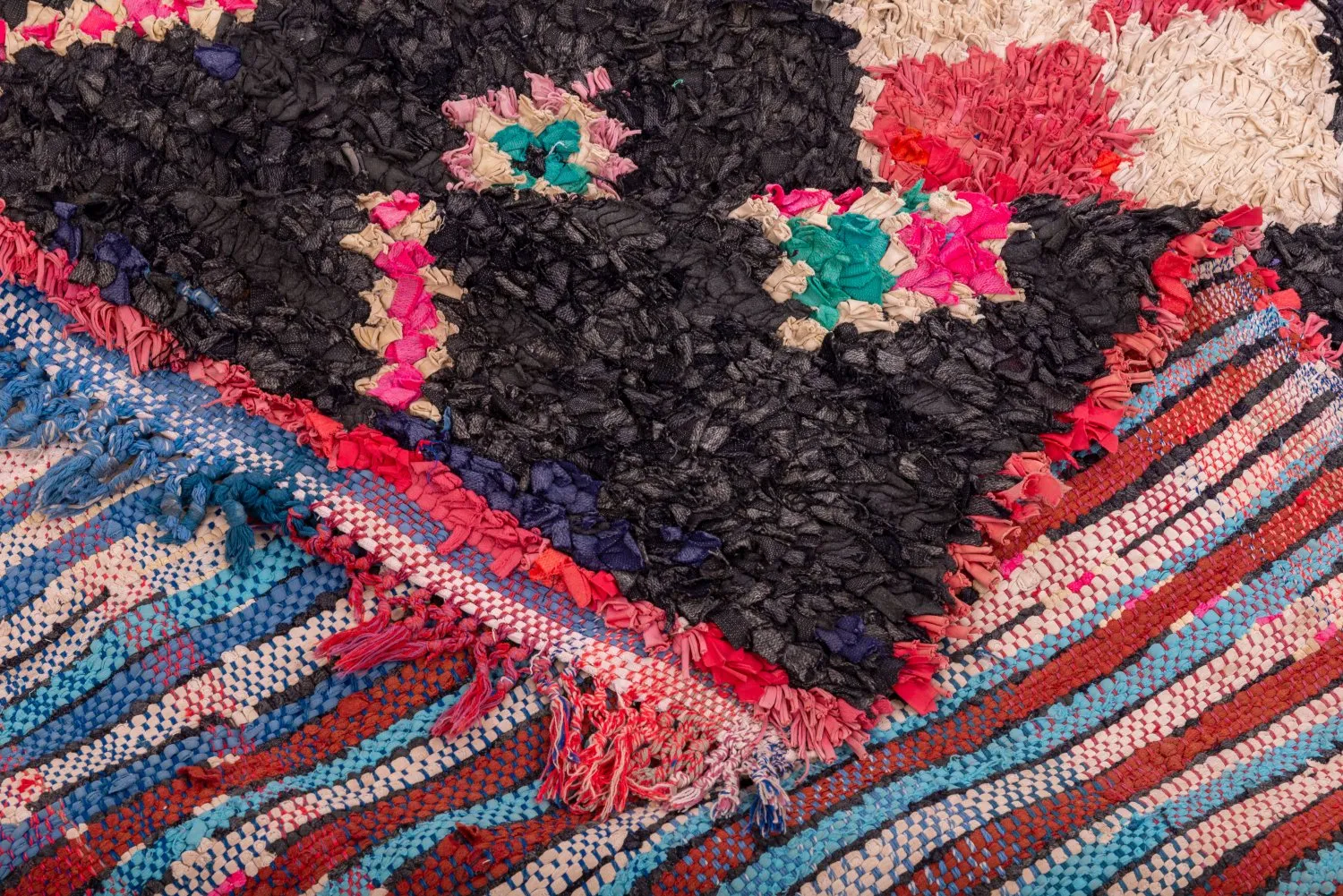 Alfombra Marroquí Bereber Boucherouite 405 x 130 cm