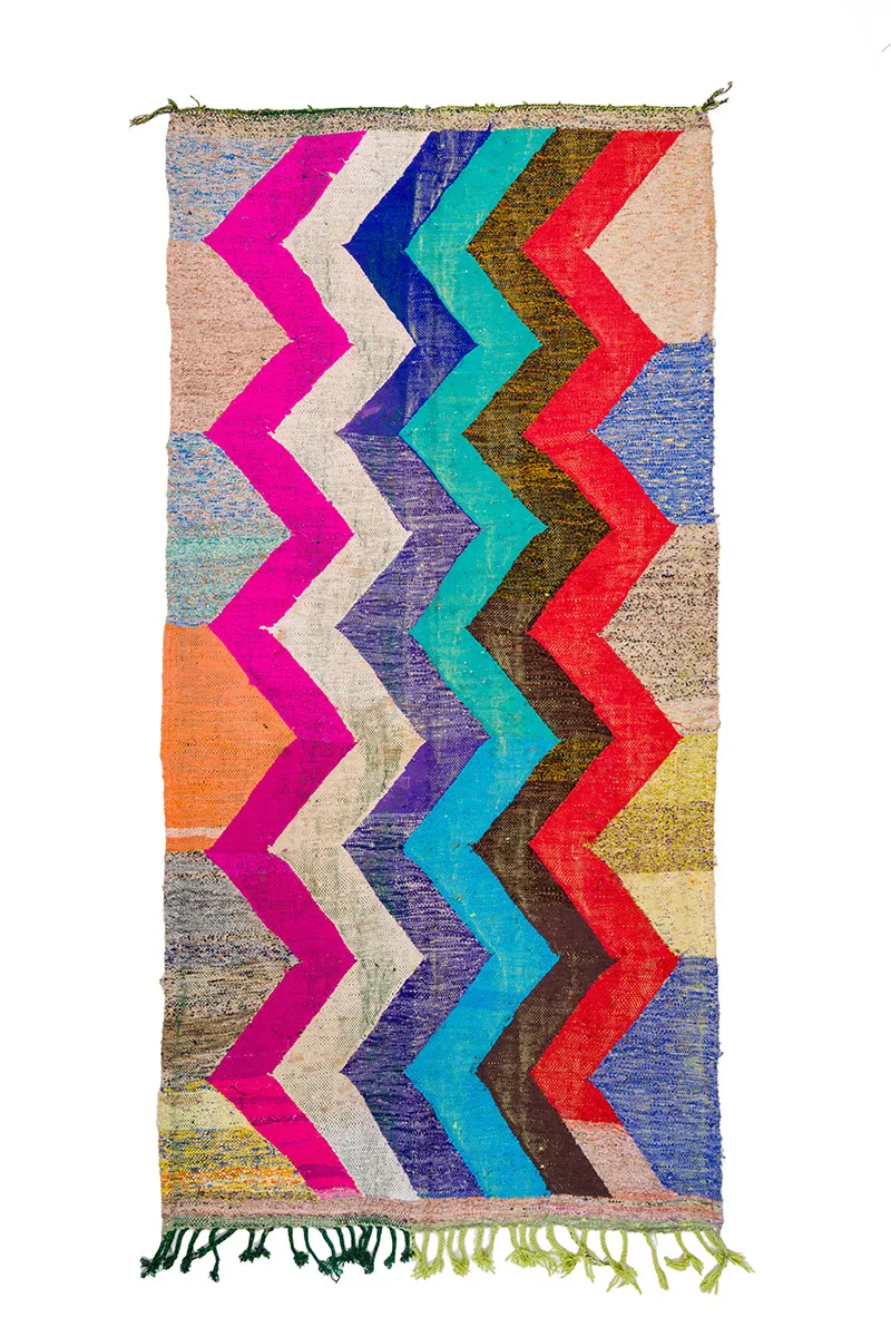 Alfombra Marroquí Bereber Boucherouite 135 x 265 cm