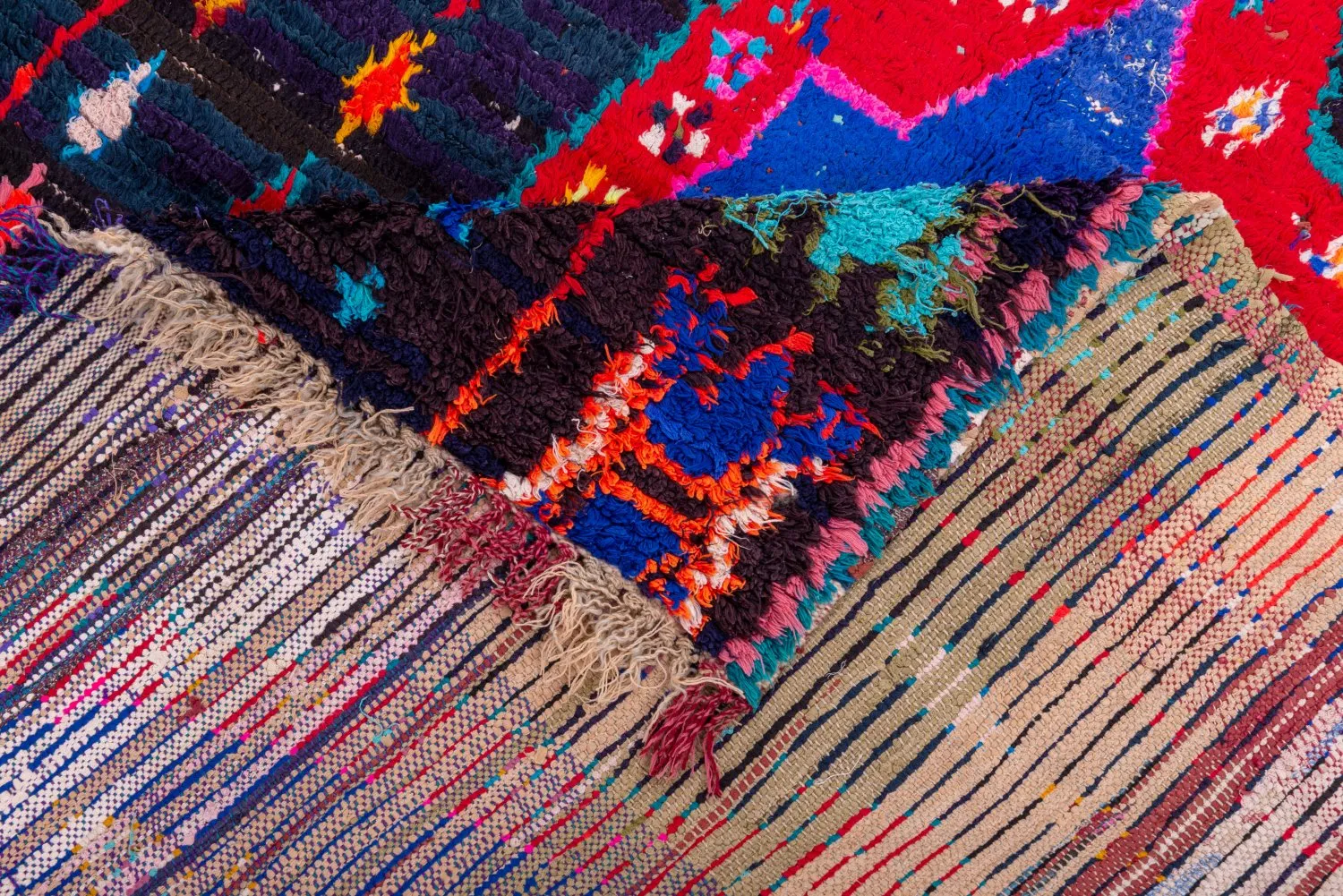 Alfombra Marroquí Bereber Boucherouite 220 x 130 cm