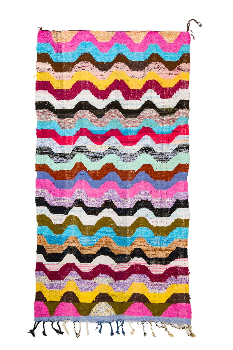 Alfombra Marroquí Bereber Boucherouite 140 x 265 cm