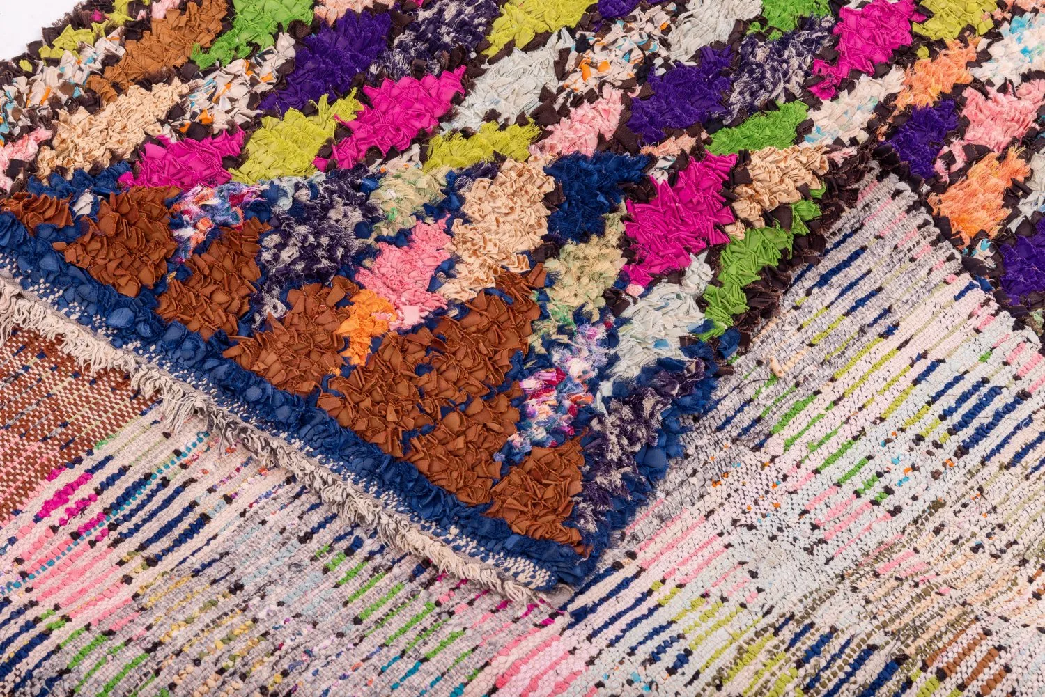 Alfombra Marroquí Bereber Boucherouite 245 x 115 cm