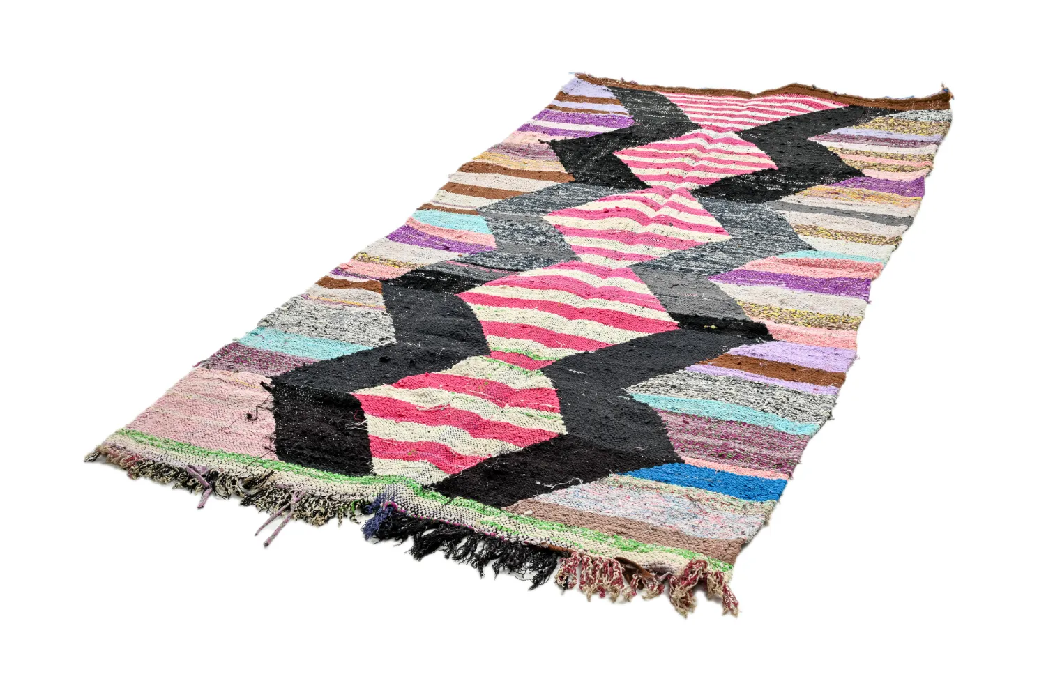 Alfombra Marroquí Bereber Boucherouite 130 x 265 cm