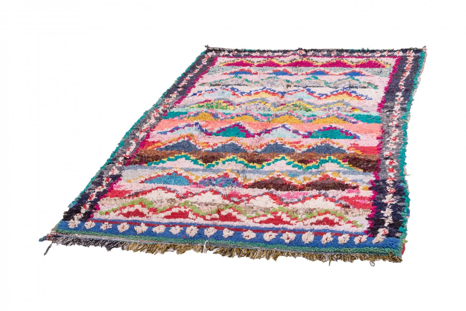 Alfombra Marroquí Bereber Boucherouite 195 x 135 cm