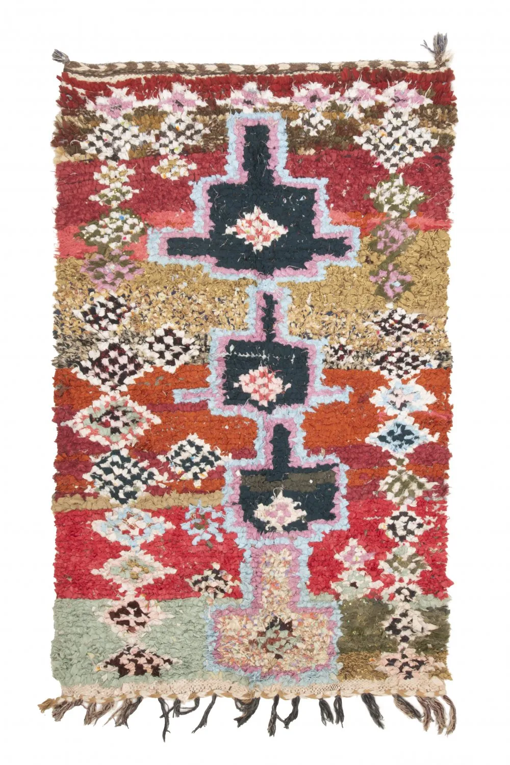 Alfombra Marroquí Bereber Boucherouite 205 x 120 cm