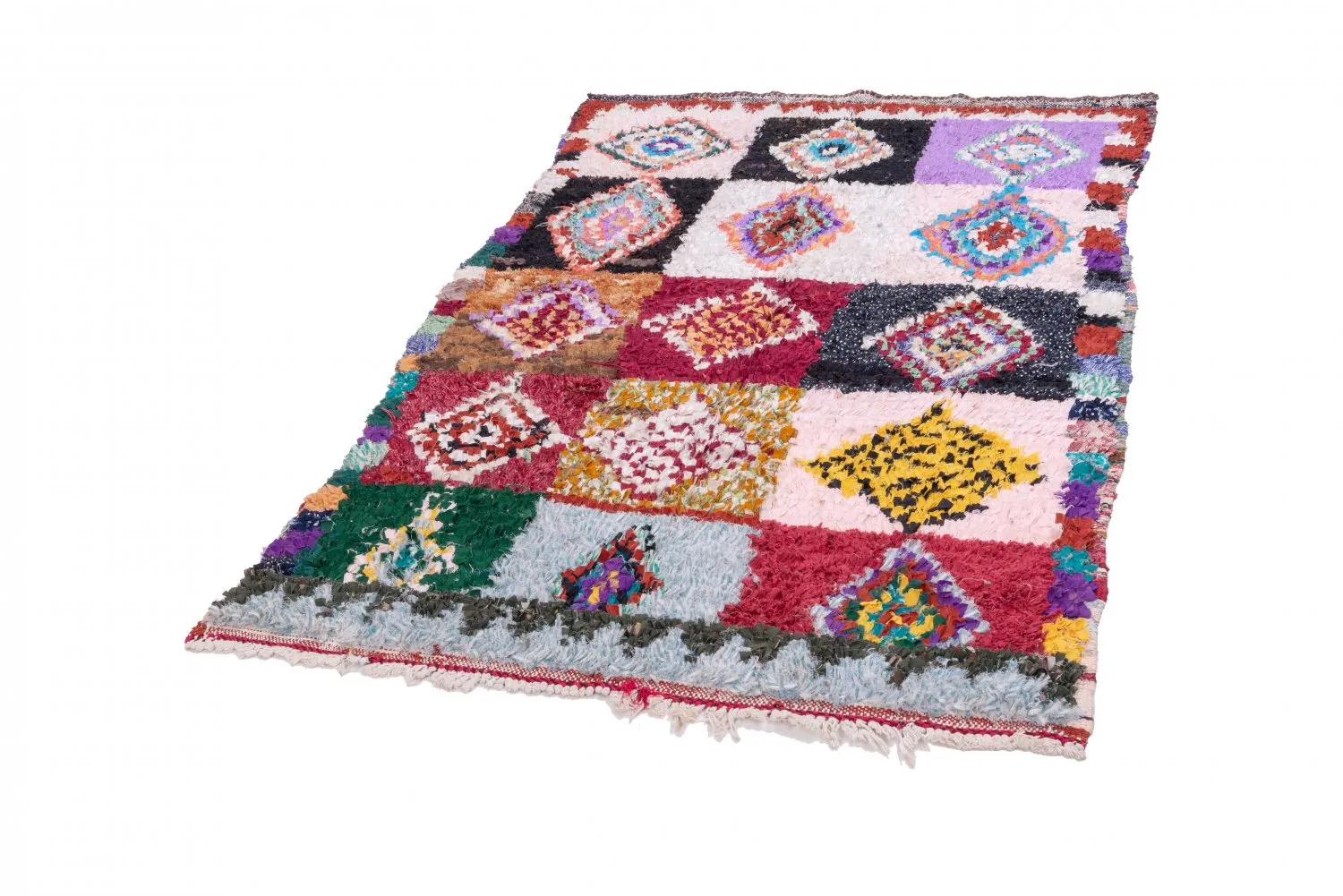 Alfombra Marroquí Bereber Boucherouite 205 x 120 cm