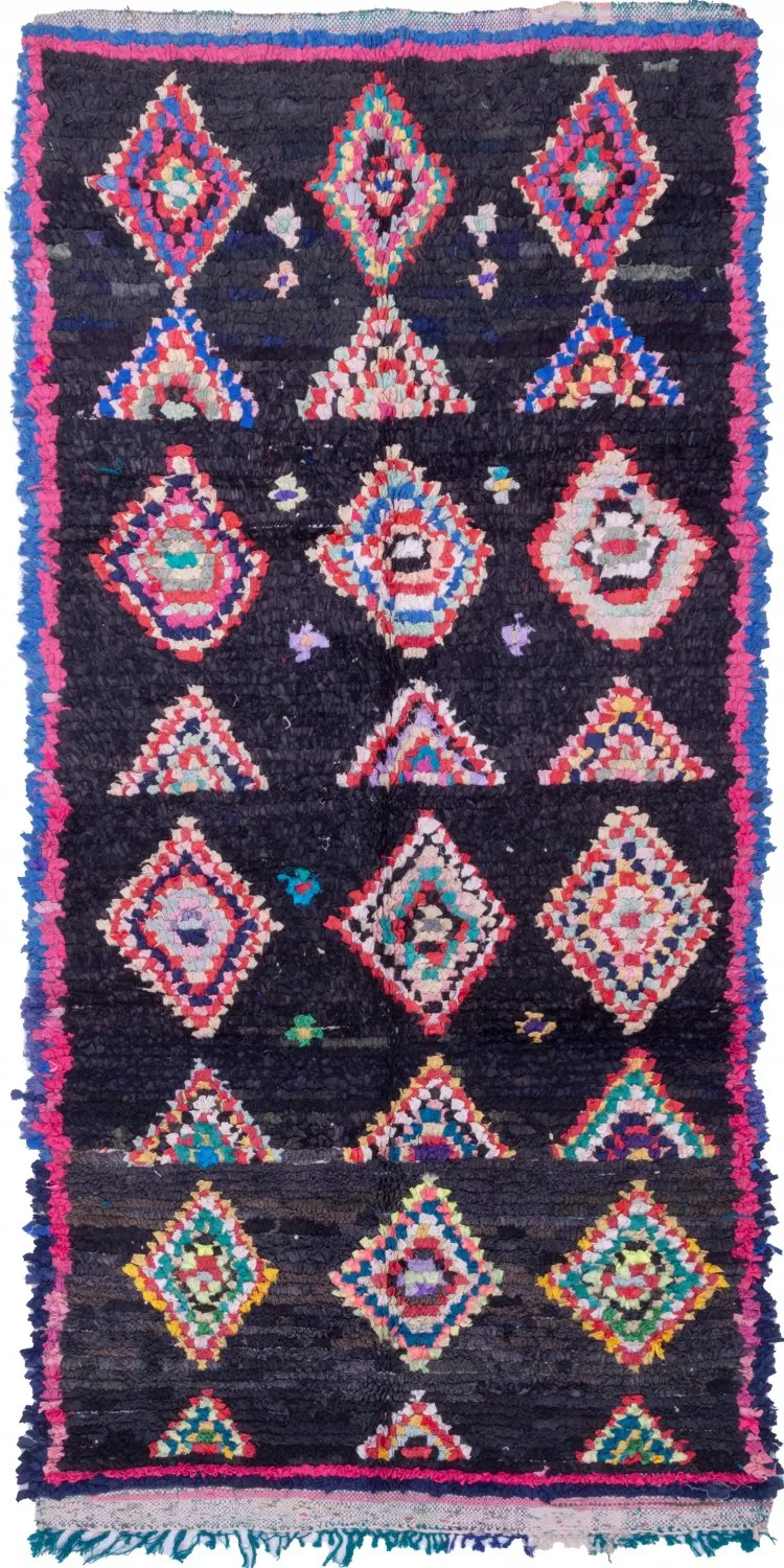 Alfombra Marroquí Bereber Boucherouite 245 x 115 cm