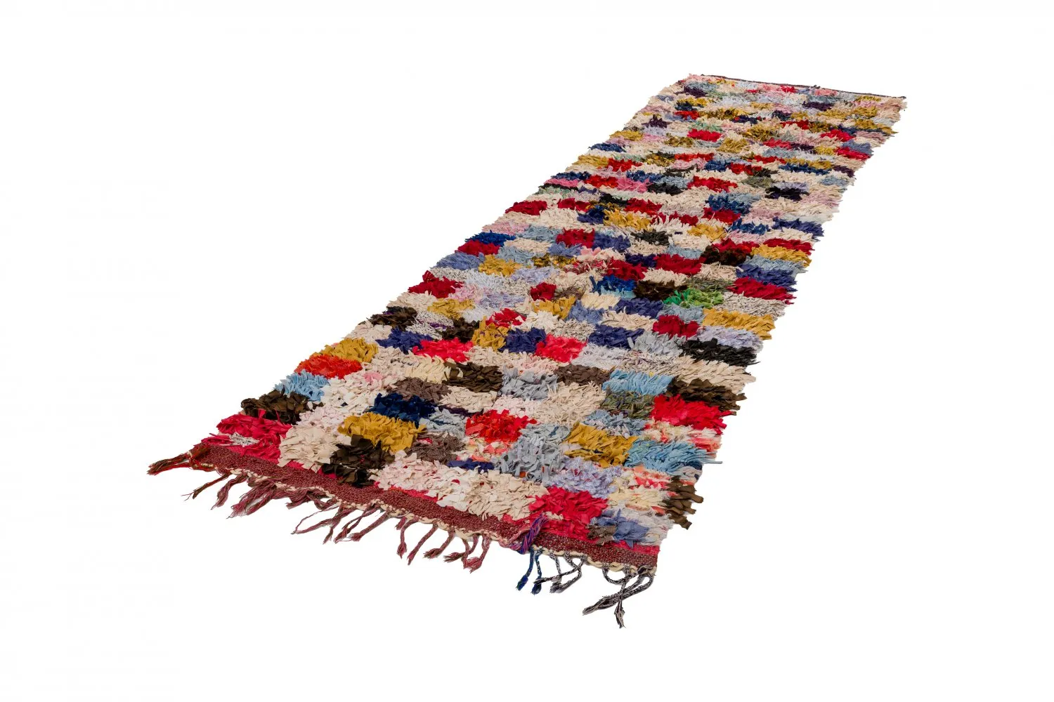 Alfombra Marroquí Bereber Boucherouite 380 x 105 cm
