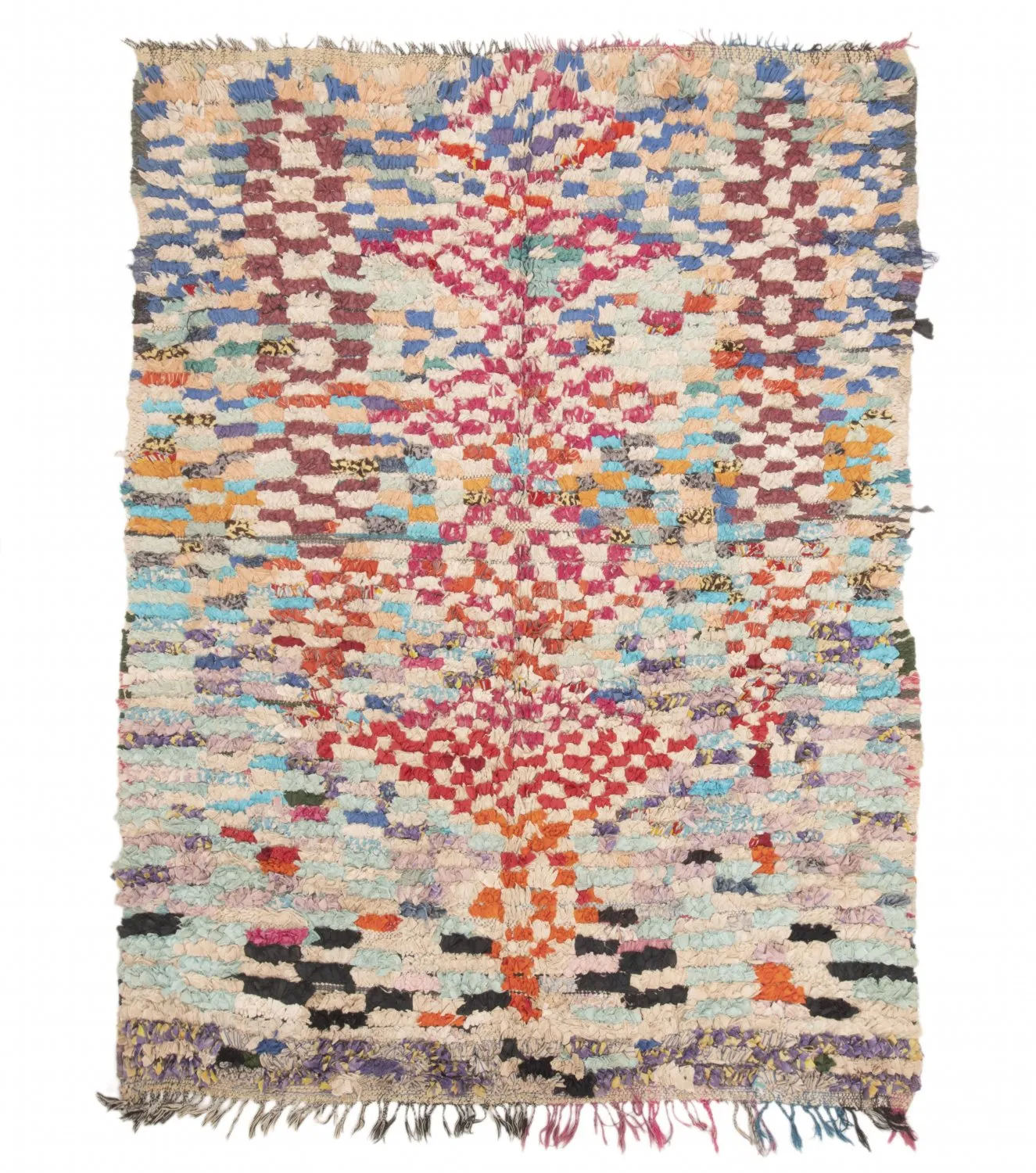 Alfombra Marroquí Bereber Boucherouite 205 x 145 cm