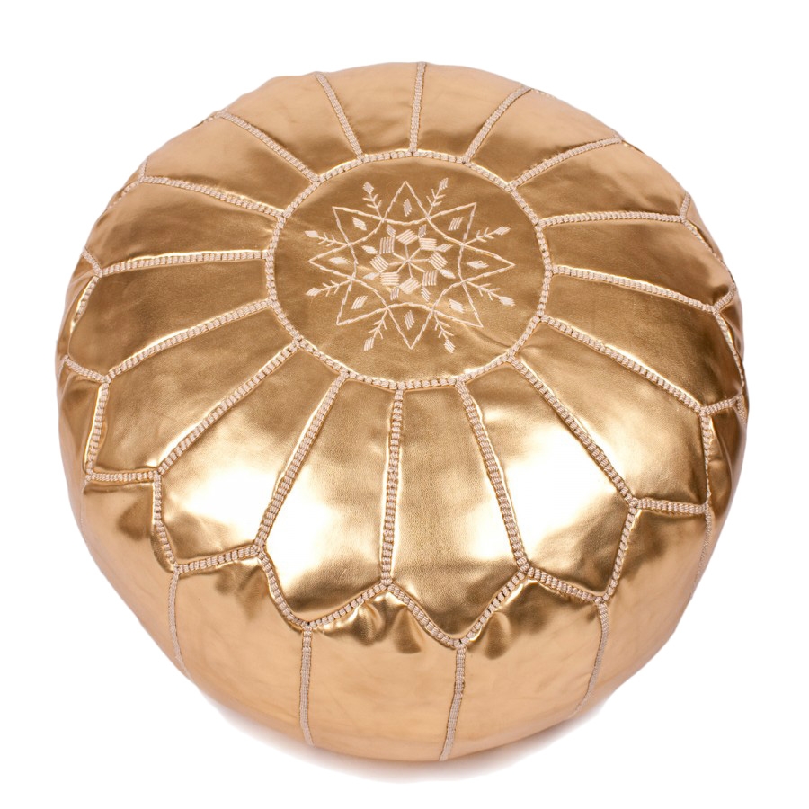 Sittpuff - Marockansk läderpuff (guld)