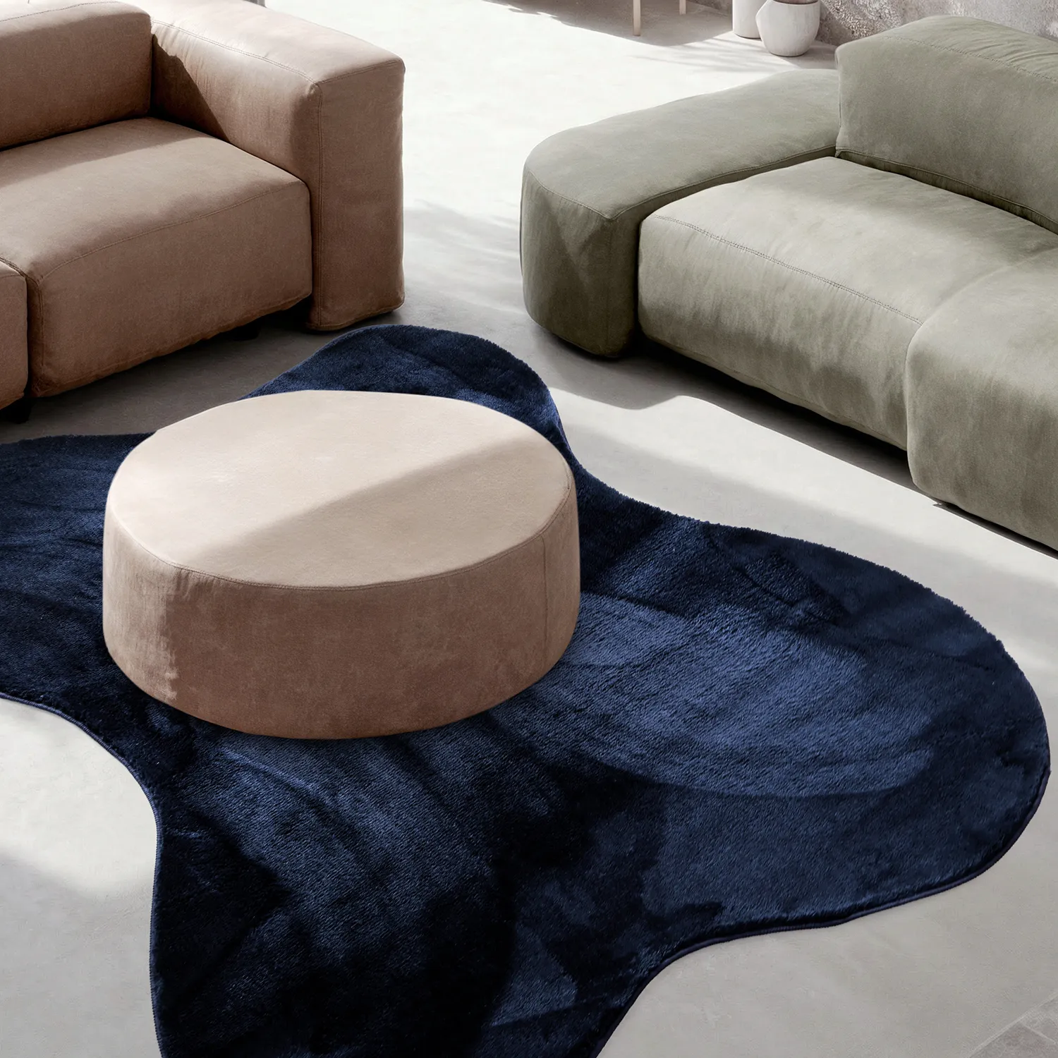 Alfombra Shaggy Ondulada Asimétrica - Aranga Super Soft Fur (azul oscuro)
