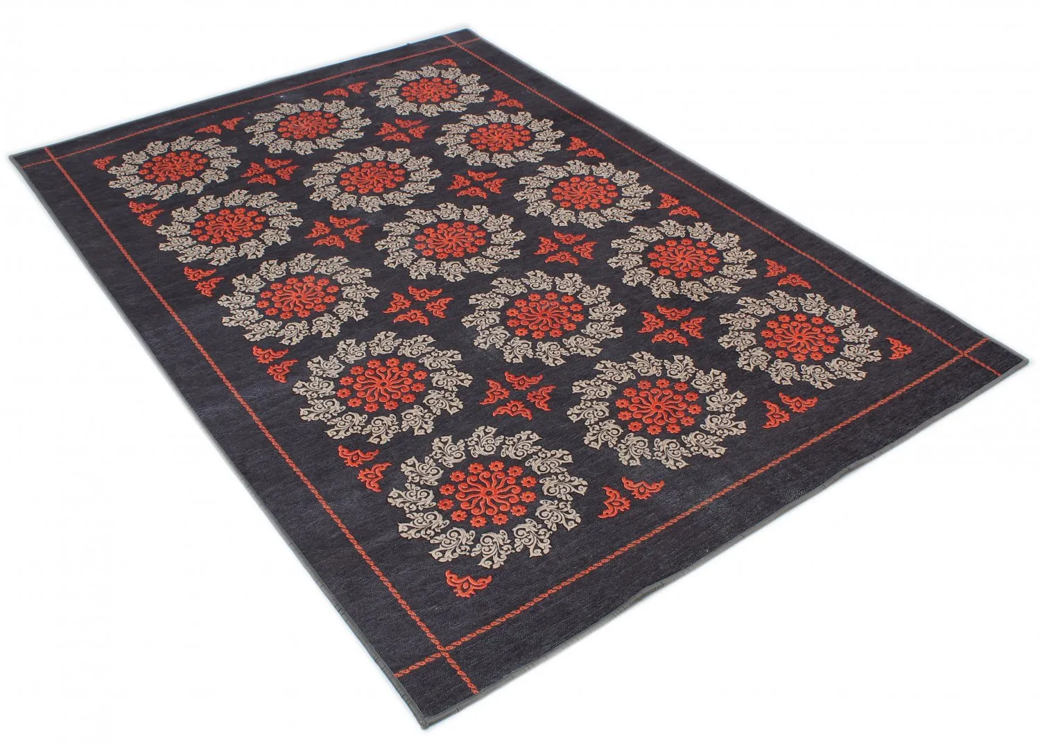 Alfombra Wilton - Florina (gris/azul/naranja)