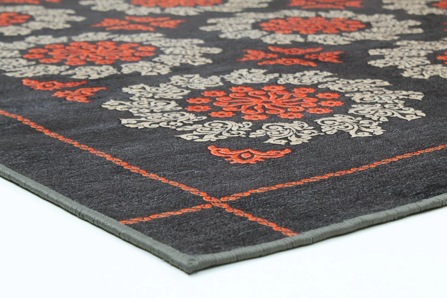 Alfombra Wilton - Florina (gris/azul/naranja)