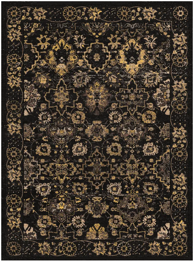 Alfombra Wilton - Fernana (negro/oro)