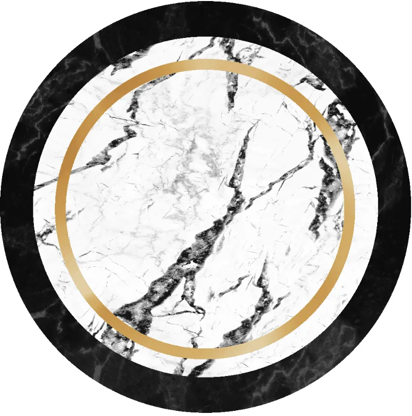 Alfombras redondeadas - Avola (negro/blanco/dorado)