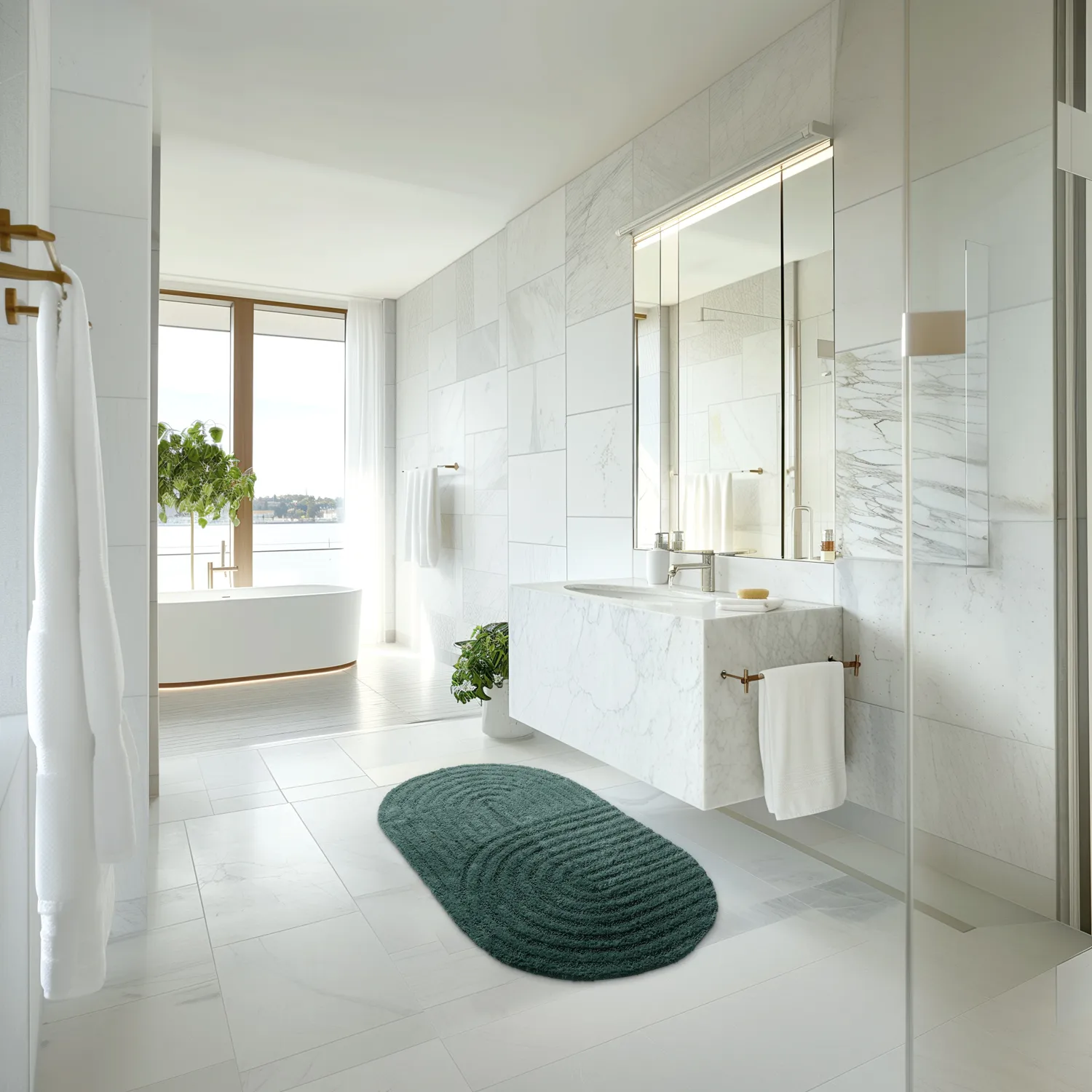 Alfombra de baño ovalada - Embla (verde oscuro)