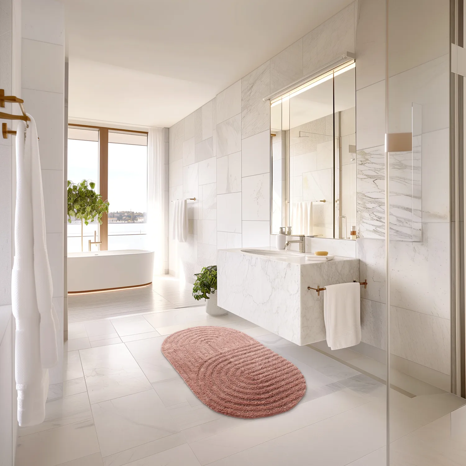 Alfombra de baño ovalada - Embla (rosa)