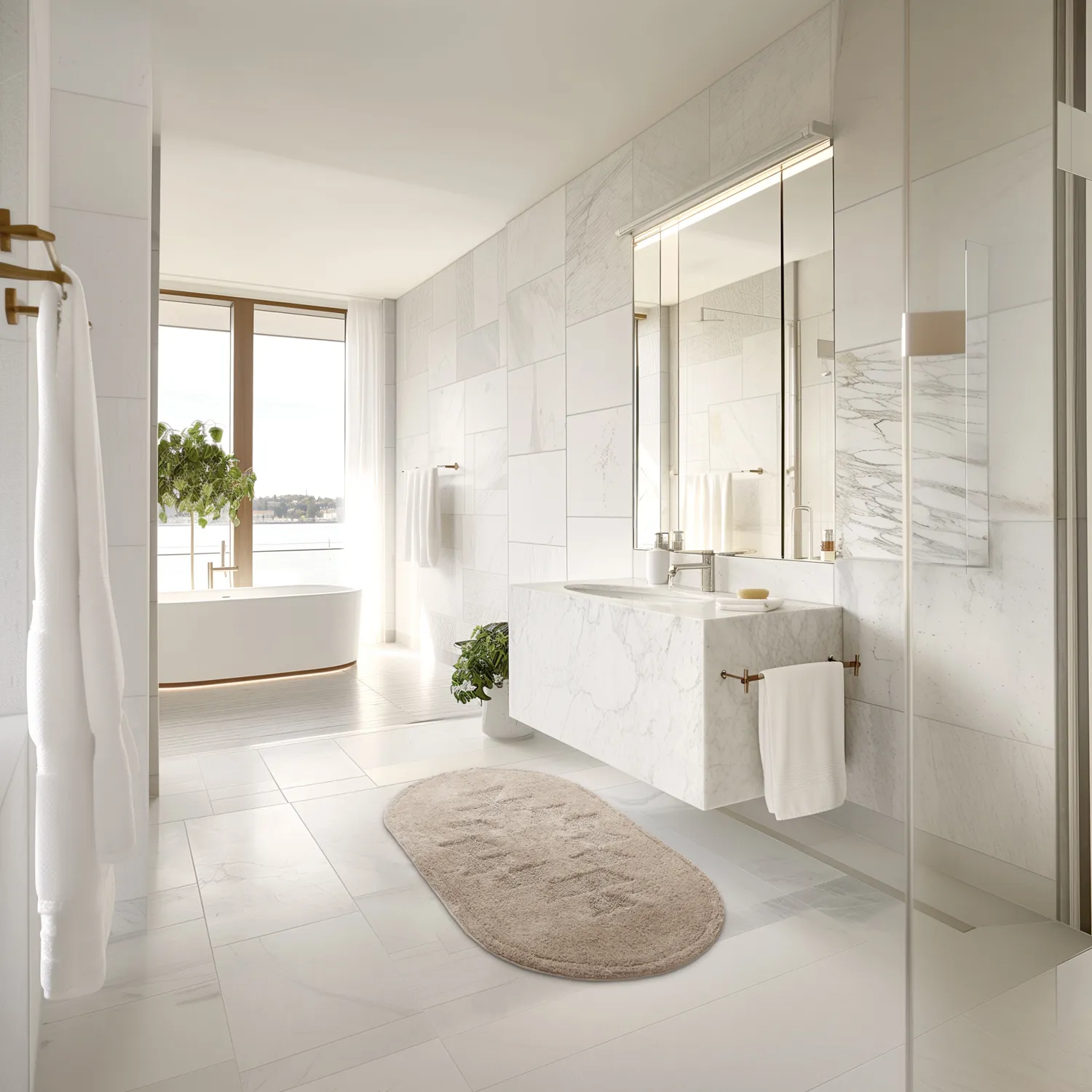 Alfombra de baño ovalada - Gertie (beige)