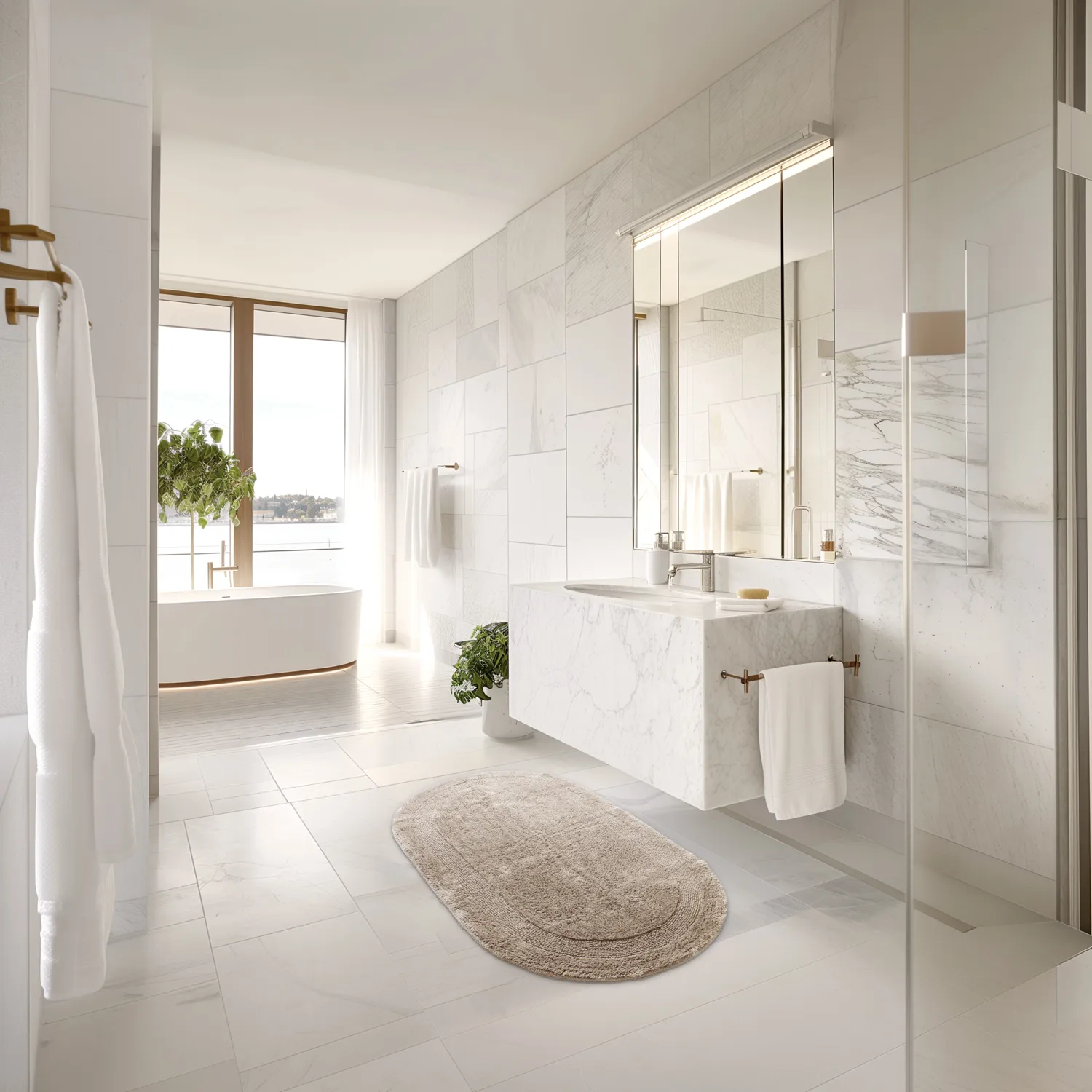 Alfombra de baño ovalada - Nila (beige)