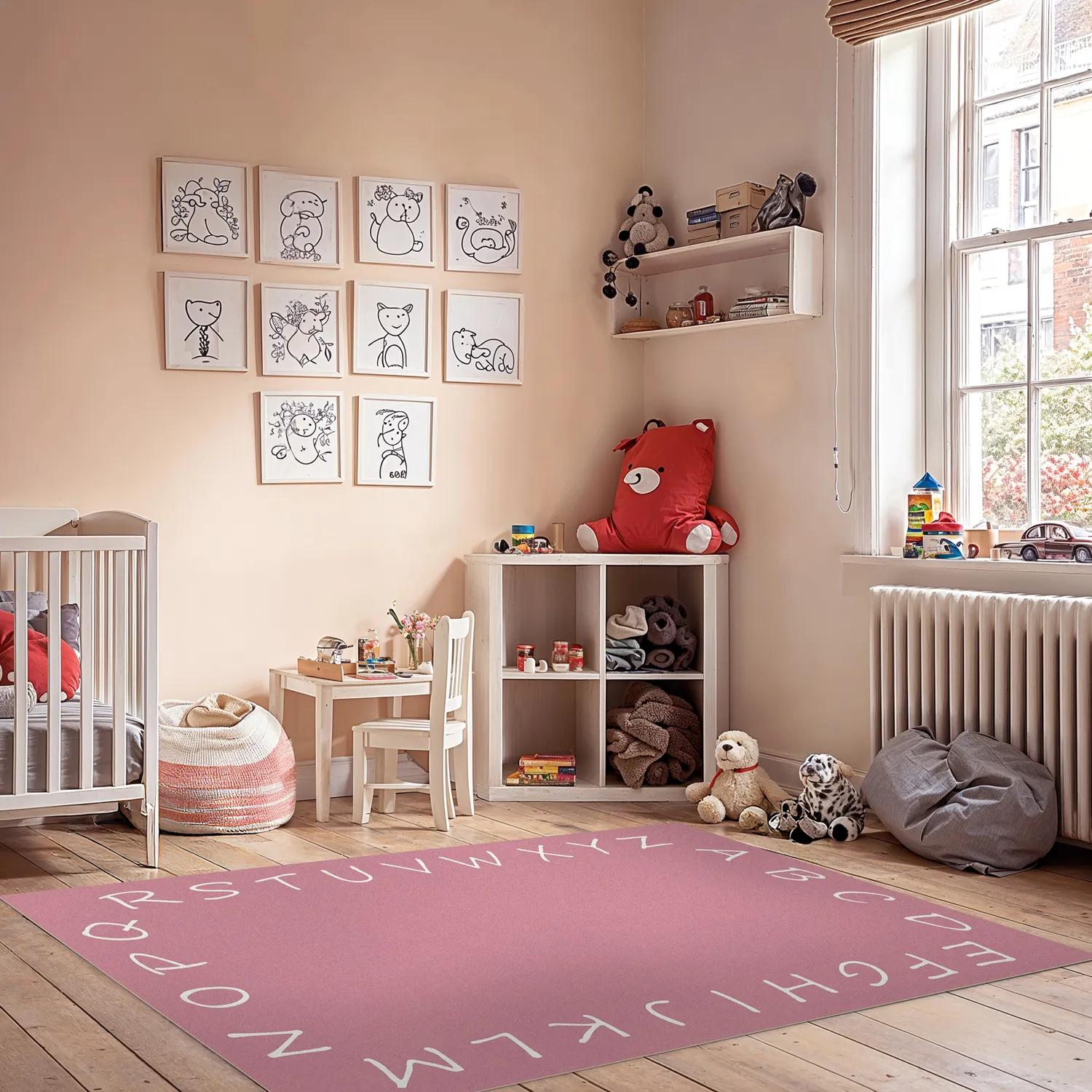 Alfombra infantil - Alphabetic Border (rosa)