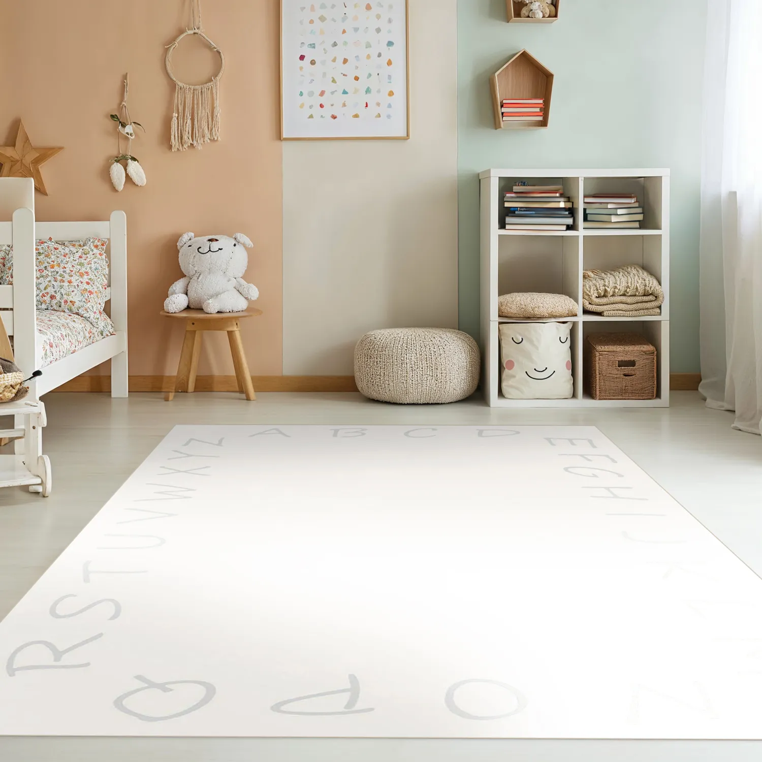 Alfombra infantil - Alphabetic Border (blanco)